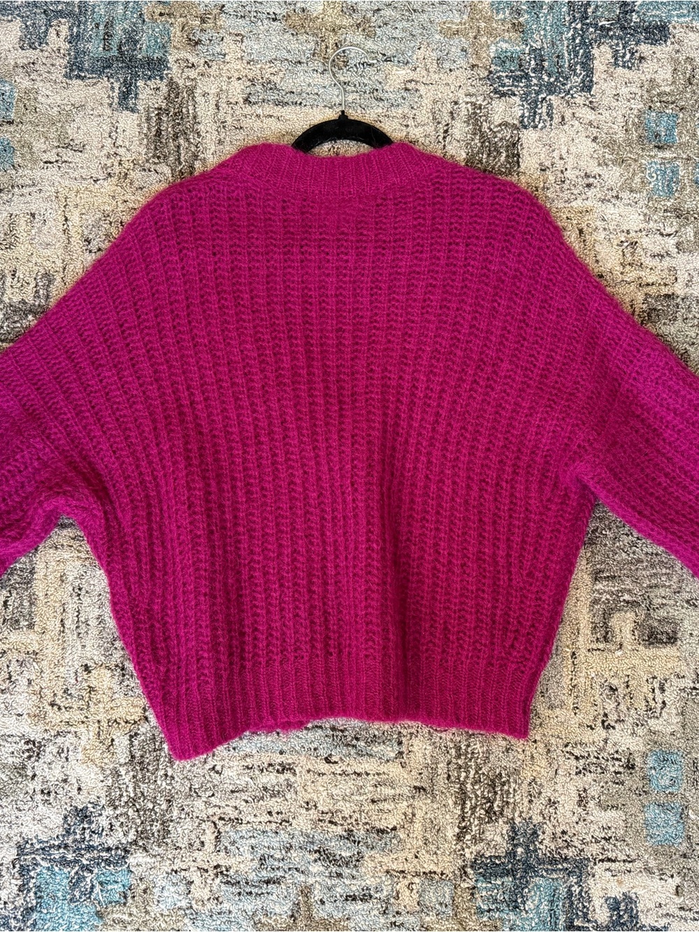 ba&sh Fuchsia Chunky Knit Button-Front Cardigan - Picture 2 of 6